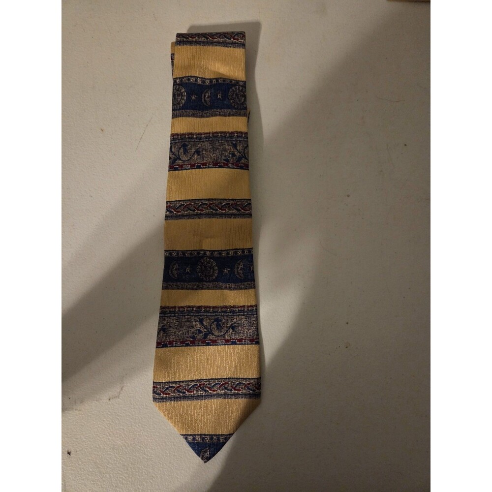 Vintage Metropolitan Museum of Art MMA 100% Silk Tie Celestial Sun Moon Gold...